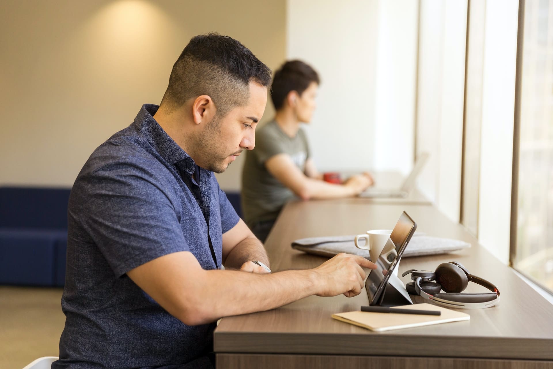 man doing online security training